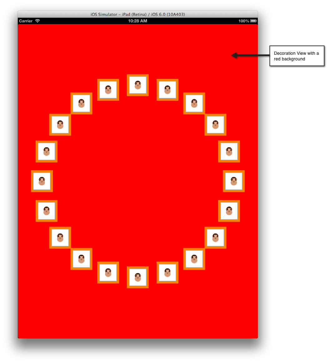 Decoration View with a red background