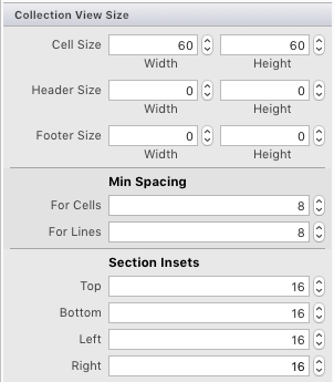 Set the Collection View sizes