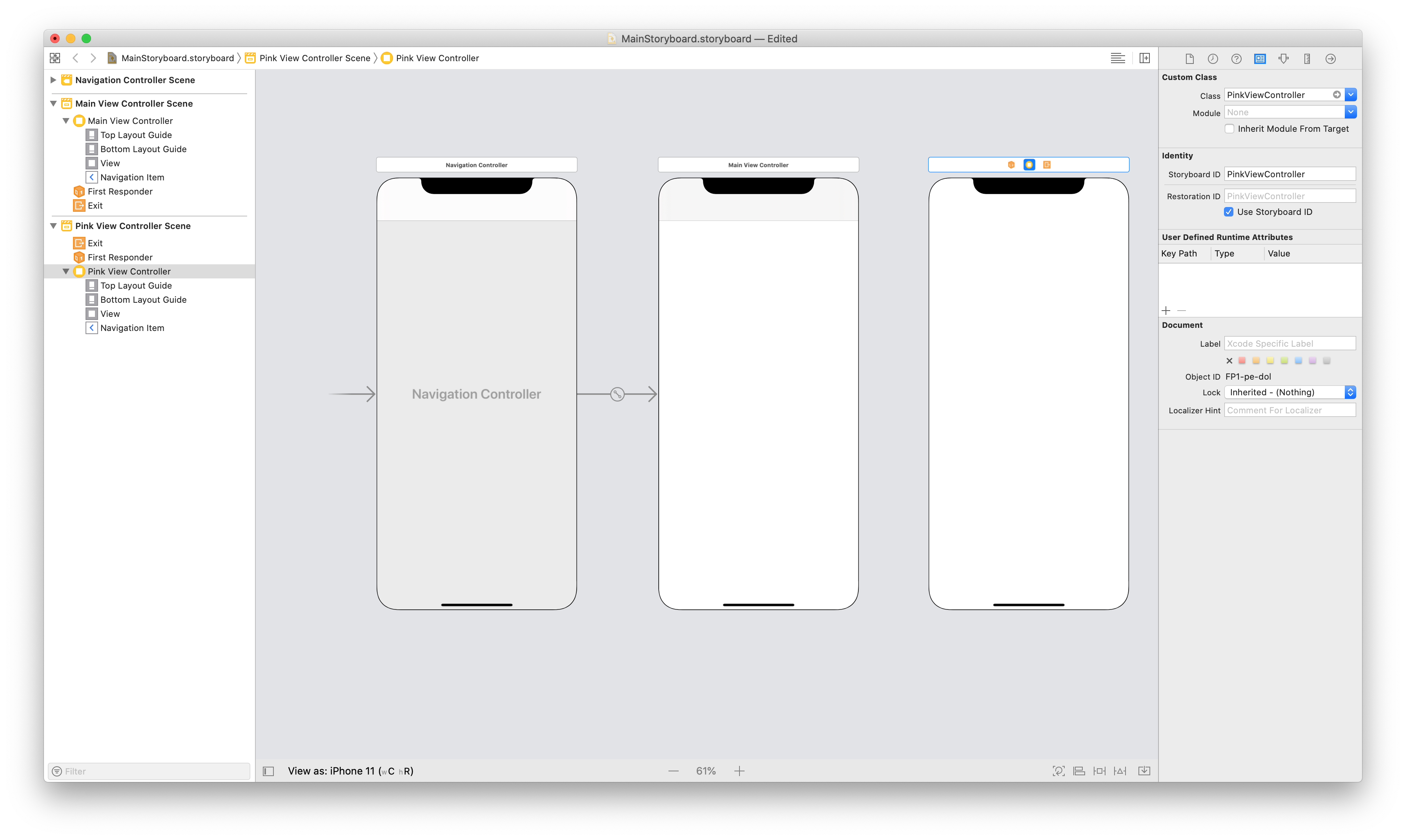 Screenshot shows the storyboard with three views.