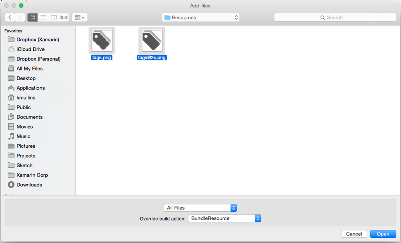 Selecting the files to add Selecting the files to add