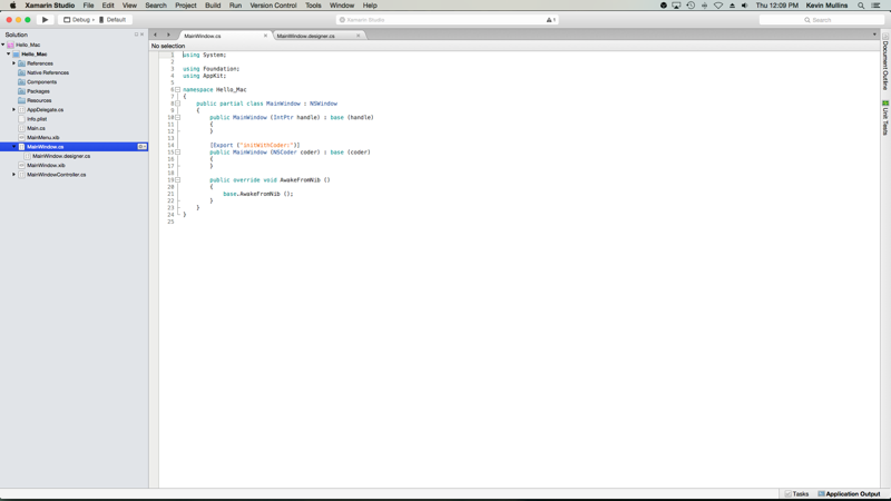 The MainWindow.cs file The MainWindow.cs file