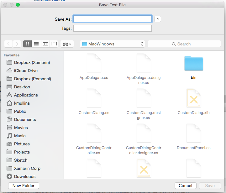 An expanded save dialog