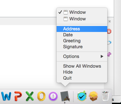 An example of the dock menu running An example of the dock menu running