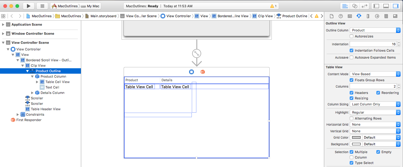 Screenshot shows the Attribute Inspector where you can select Multiple.