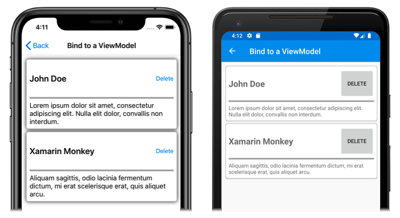 Templated CardView objects Screenshots of two templated CardView objects