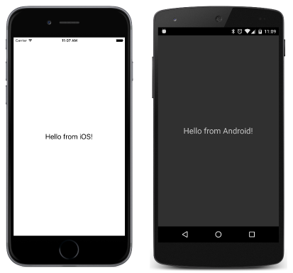 Custom Renderers Triple screenshot of Hello View