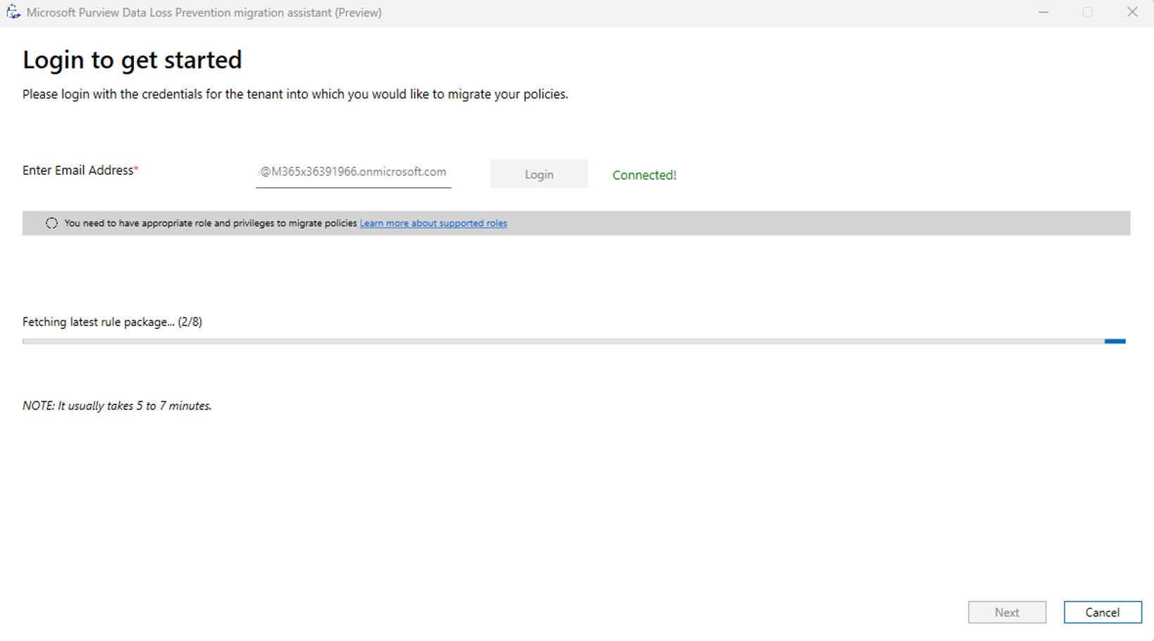 Screenshot of the screen fetching details.