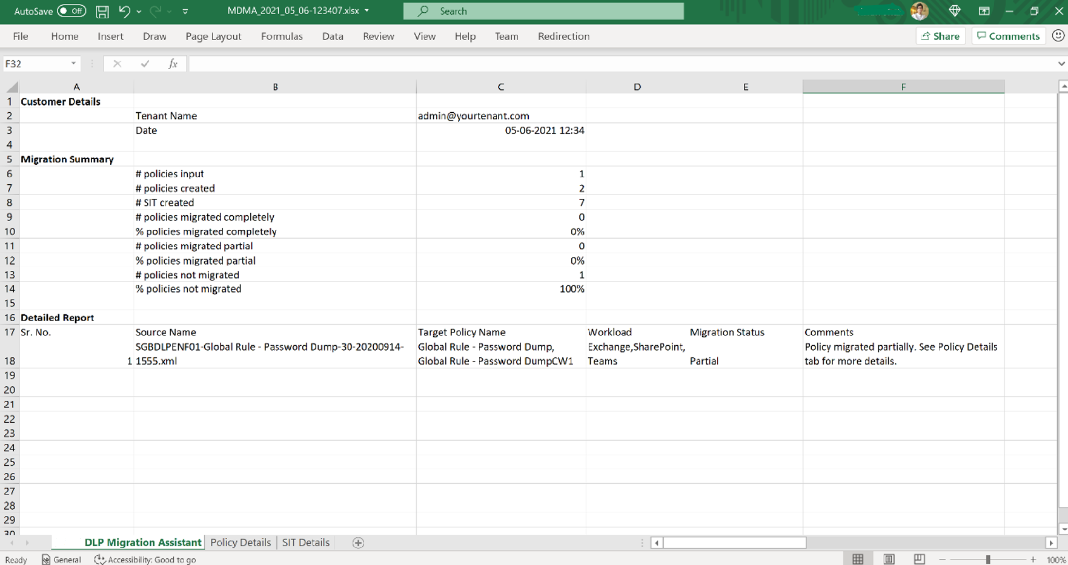 Screenshot of the Overview-excel.