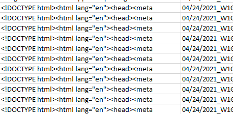 Google error report includes HTML code.