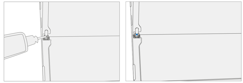 Diagram that shows a single drop of Loctite 243 thread locker placed on each screw boss.