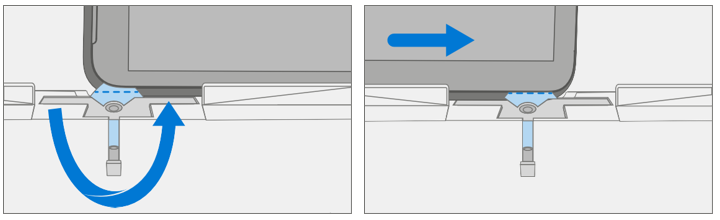 Diagram that shows rotating at the top left corner and drawing the top edge through the track.