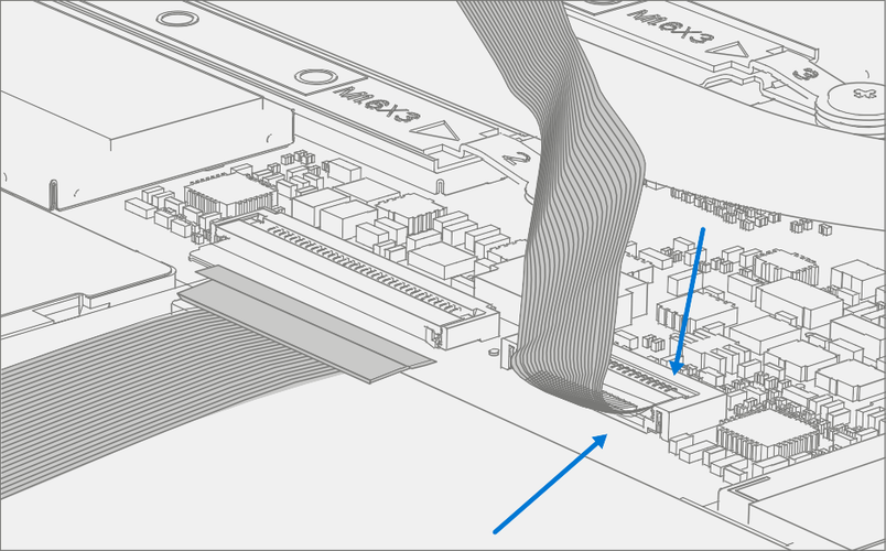 Screenshot that shows hovering keyboard while inserting keyboard FPC into main board connector.