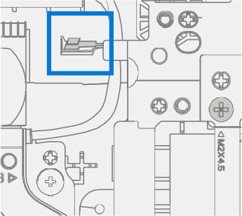 Screenshot that shows antenna cables routed under bracket tab after bracket installation.