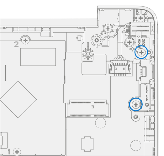 Screenshot that shows removal of two screws securing the USB bracket in the D-Bucket.