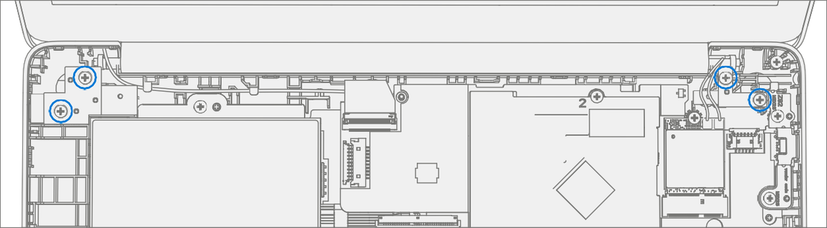 Screenshot that shows tightening the new hinge screws in both left and right hinges.