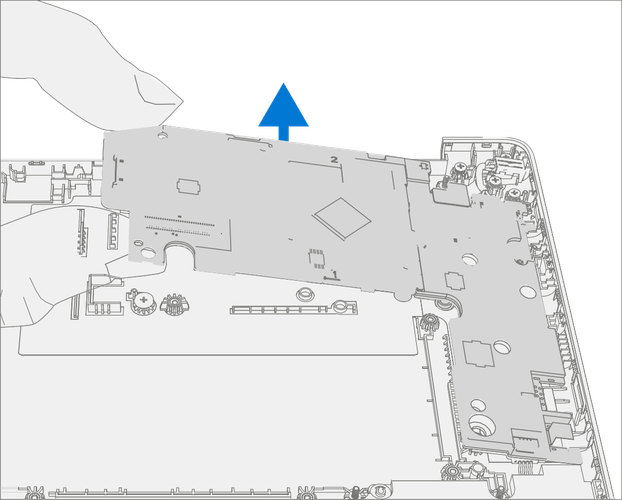 Screenshot that shows lifting the motherboard (PCBA) out of the original D-Bucket.