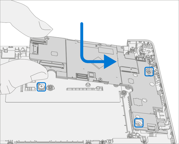 Screenshot that shows the PCBA aligned on locating posts in the new D-Bucket.