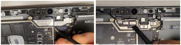 Screenshot that shows removal of camera shields exposing five camera FPCs