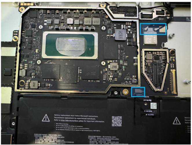 Screenshot that shows disconnecting two wireless coax cables and battery FPC