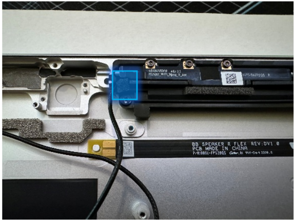 Screenshot that shows fan duct foam removal area near right antenna board