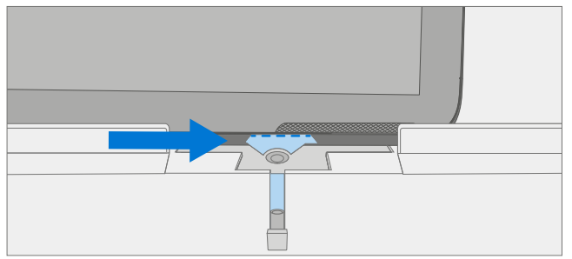 Screenshot that shows cutting adhesive along right edge by sliding device through tool track
