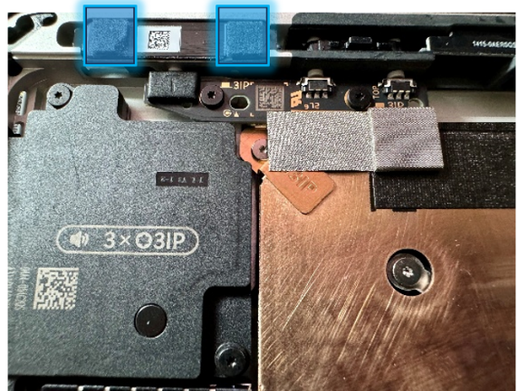 Screenshot that shows top left NFC area with two foams to be removed