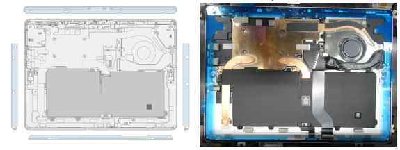 Screenshot that shows four new PSA adhesive strips applied around enclosure perimeter