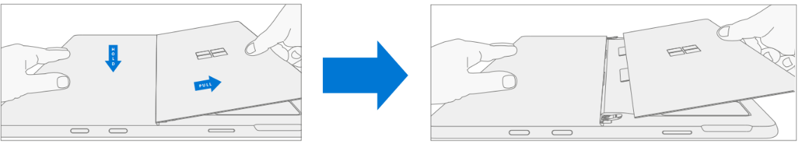 Screenshot that shows pulling the kickstand away so foam inserts slide out of the chassis