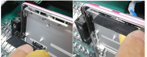 Screenshot that shows retention clip oriented with 'Button Side' toward top edge before seating