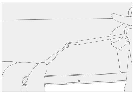 Screenshot that shows applying Loctite activator to new hinge screws before installation