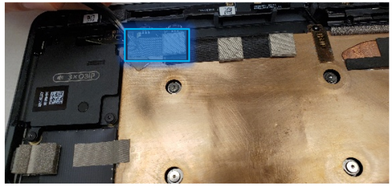 Screenshot that shows new VC gasket tape aligned over gold trace on button PCB and thermal module