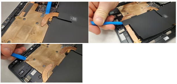 Screenshot that shows prying under thermal plate edge with plastic tool to begin lift