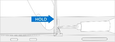 Screenshot that shows holding the back of the kickstand while tightening hinge screws to a snug quarter turn.