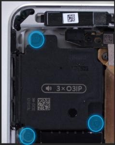 Screenshot that shows left speaker screw locations being removed with a 3IP driver.