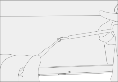 Screenshot that shows applying thread locker activator to the new hinge screws before installation.