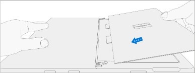 Screenshot that shows starting to insert the new kickstand foam tabs about three quarters into their slots.