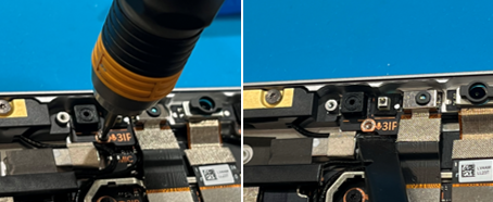 Photo that shows a close-up of the microphone and sensor area.