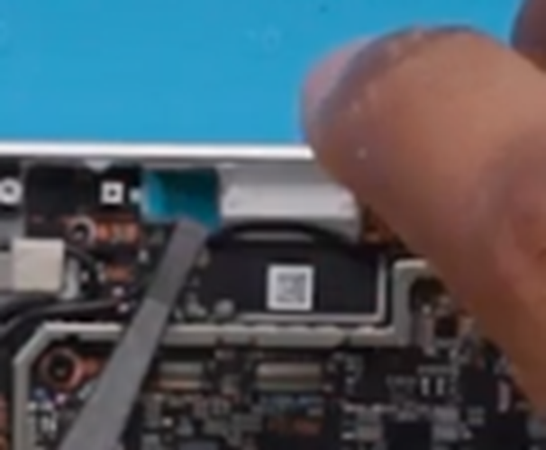 Photo that shows the IR camera PSA aligned to the enclosure outline during installation.