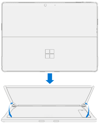 Screenshot that shows the rSSD drive area under the kickstand where model and serial numbers are located.