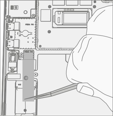 Screenshot that shows removing thermal tape from the bottom right of the motherboard.
