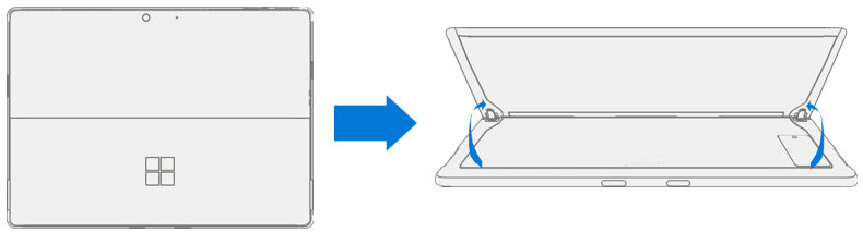 Screenshot that shows the device placed screen-down on a soft ESD-safe mat with the kickstand extended for rSSD door removal.