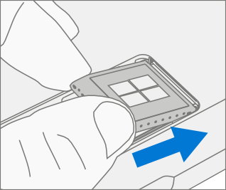 Screenshot that shows inserting the rSSD connector end into the main board at a 15-degree angle during installation.