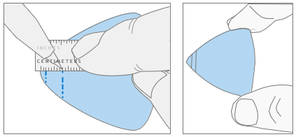 Screenshot that shows marking a display debonding tool pick depth with 2 mm and 8-mm marks using a metric ruler.