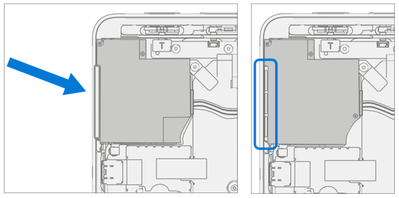 Screenshot that shows removing the speaker mesh from the chassis to expose the three cutouts.