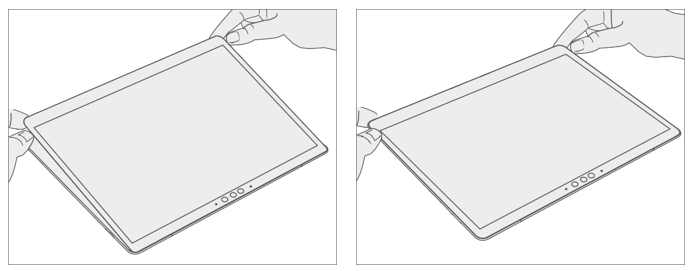 Screenshot that shows applying the display to the bucket and aligning top edge first during alternate installation.