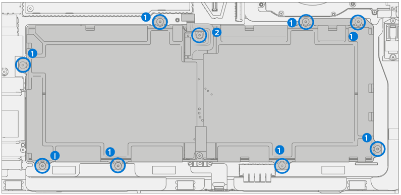 Screenshot that shows installing battery frame screws and tightening them to specified torque guidelines.