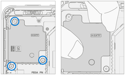 Screenshot that shows removing screws from the left speaker before lifting it out of the chassis.