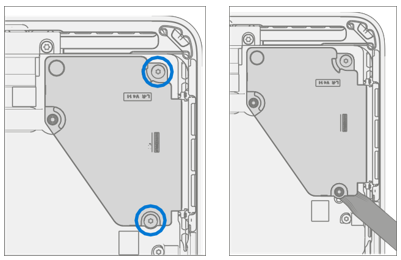 Screenshot that shows removing screws from the right speaker before lifting it out of the chassis.