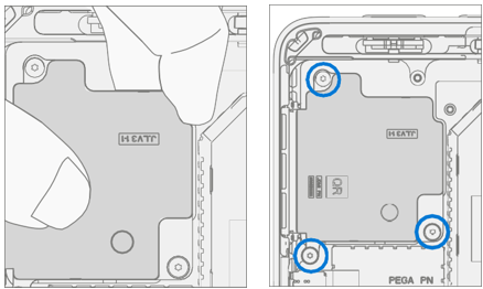 Screenshot that shows placing the left speaker into the chassis and aligning screw holes for installation.