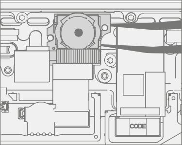 Screenshot that shows lifting out the front camera using a plastic spudger.